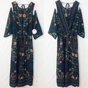 Bebop boho jumpsuit with cold shoulder NWT